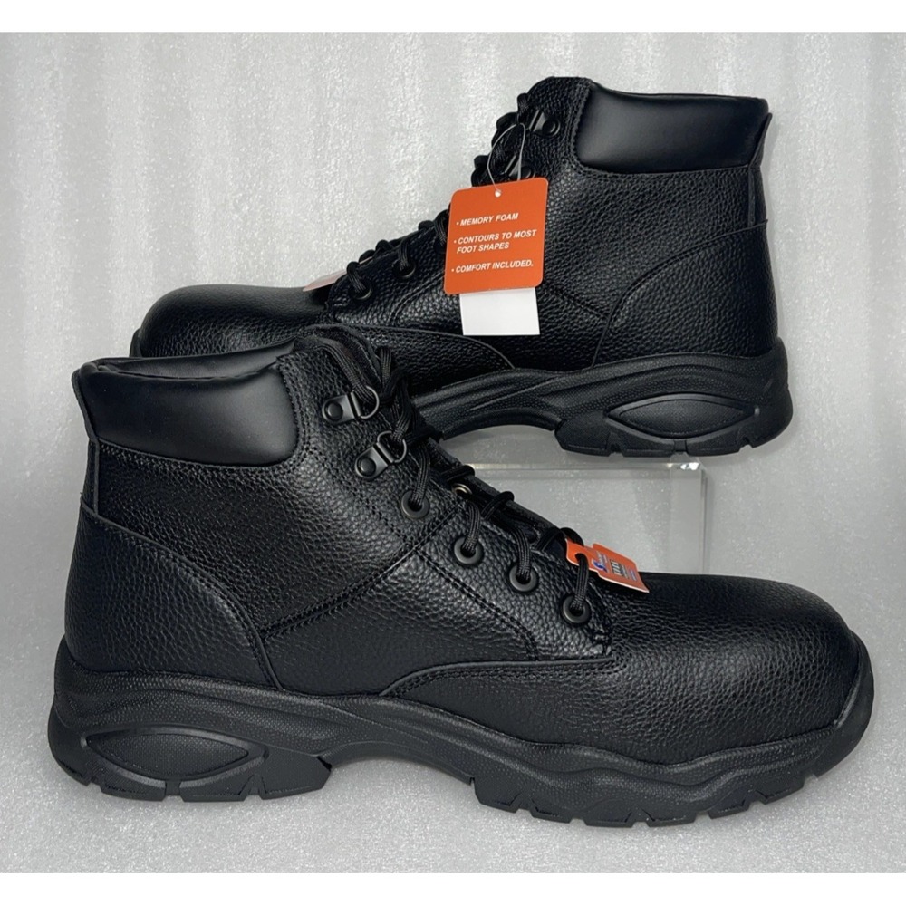 S Sport By Skechers Elton Black Steel Toe Leather Work Boots Men's Size 13‎ NEW - Picture 2 of 16
